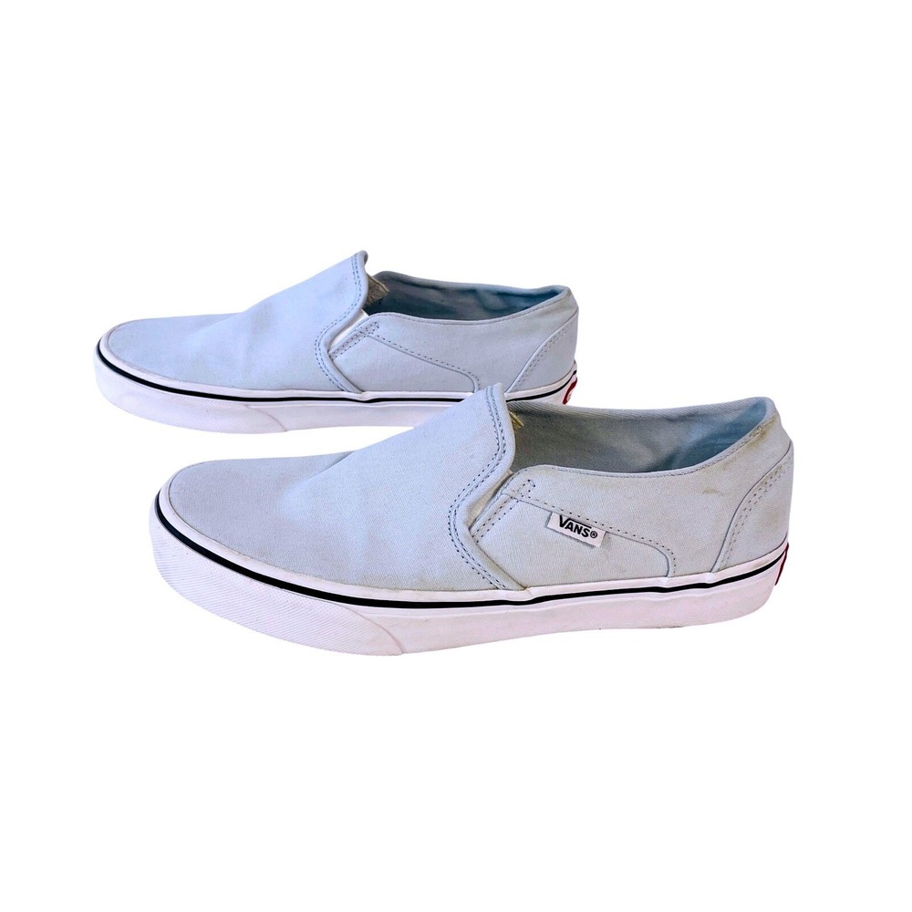 Vans Classic Slip On Loafers Sneakers Blue Low Top Skater Shoes Women's 8.5